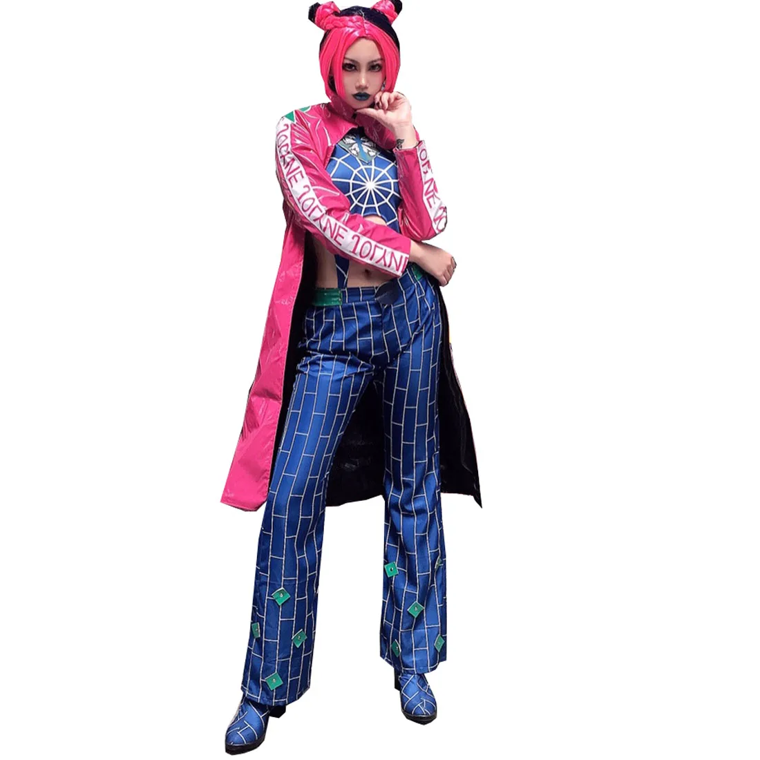

2019 Anime JoJo's Bizarre Adventure Cosplay Jolyne Cujoh Kujo Costume custom made With Hair Wig
