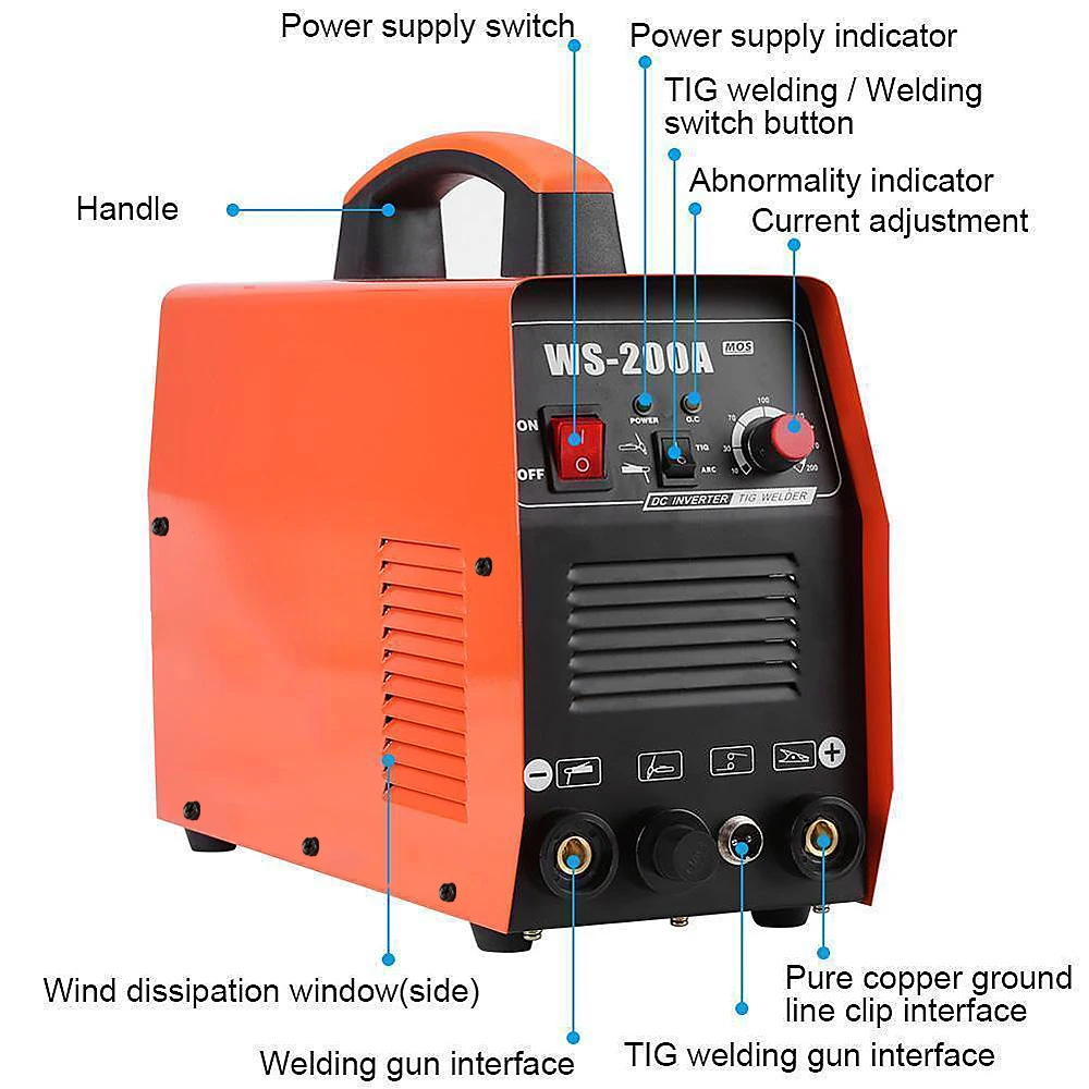WS 200A сварочный аппарат TIG Argon аргоновый Калибр цифровой пистолет набор сварочных