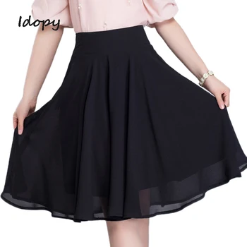 

Idopy Summer Casual Womens Mini Skirts A-line Slim Fit Knee-Length Skirt Black White Pleated Beach Sexy Skirts For Girls