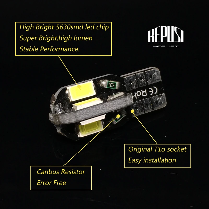 1x W5W светодиодный T10 10 SMD 5730 автомобильный светильник s 168 194 сигнал поворота номерного знака светильник Шаблоны настольная лампа 12V белый/теплый белый