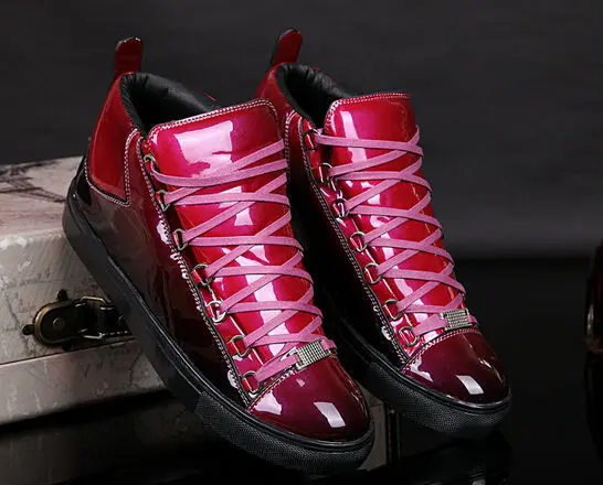 

Hot selling red gradient leather shoes mens fashion flat nera shoes fall winter male shoes size 38 to 46 free shipping