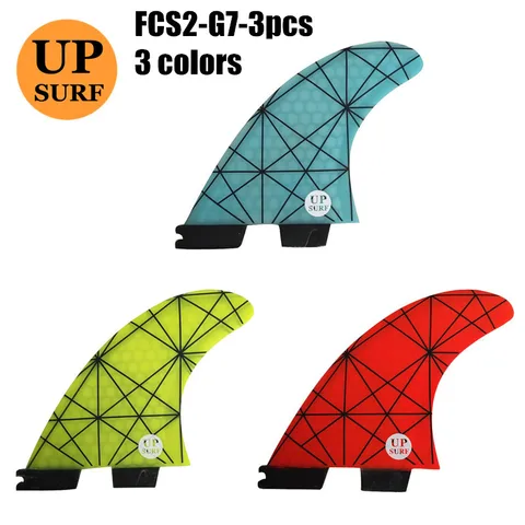 Conjunto de Fibra de Vidro Aletas Prancha Barbatanas Fcs2 g7 Luz Azul e amarelo e vermelho Fin Fcs ii Tri Upsurf Novo Design
