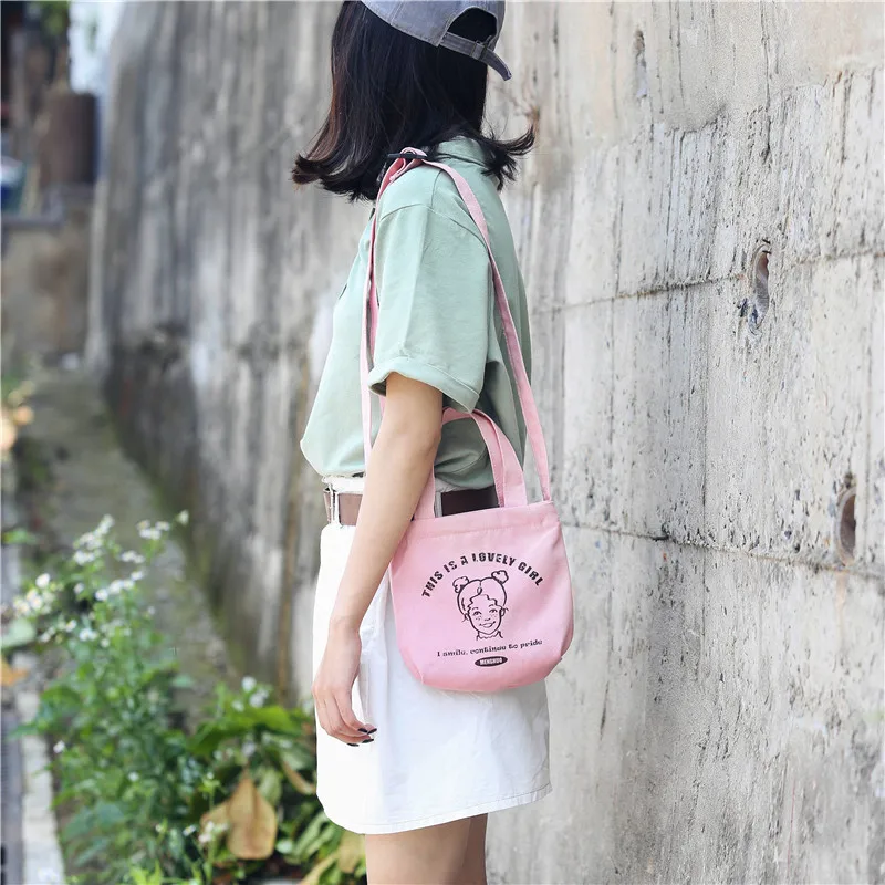Menghuo 2018 New Canvas Casual Korean Shoulder Tote Bag Mini Single Messenger Crossbody Bags Women Bucket Female Bag Cute girlsG11A7257