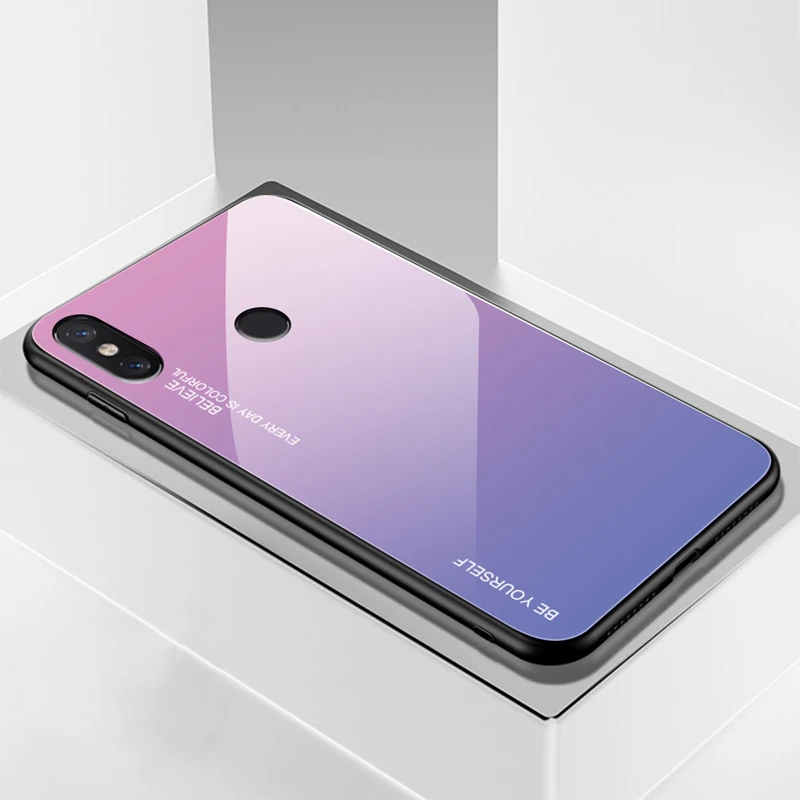 Градиентный чехол из закаленного стекла для Xiao mi Red mi Note 5 6 7 Pro Pocophone F1 mi 8 mi 9 9SE A2 Lite 6X 5X A1, защитный чехол - Цвет: 2