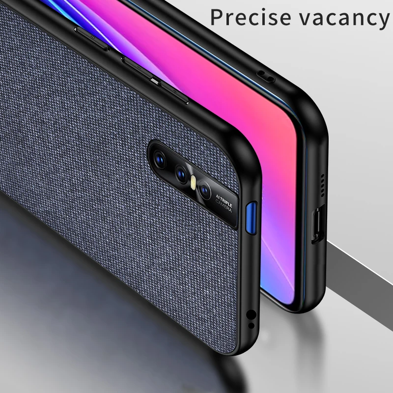 For VIVO V15 Pro Case Cloth Business Fabric Hard Back Cover For VIVO V15Pro V15 Pro Phone Case Soft Silicone Bumper Fundas
