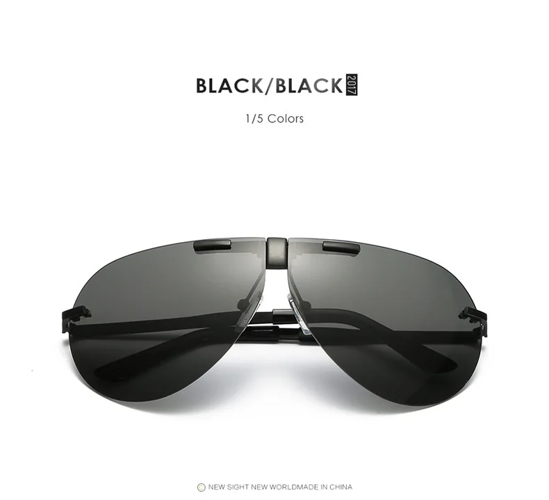 HDclear поляризационные солнцезащитные очки мужские очки для рыбалки для вождения хипстерские складные очки без оправы Pilot UV400 Gafas De Sol Hombre LD107 - Цвет линз: Black