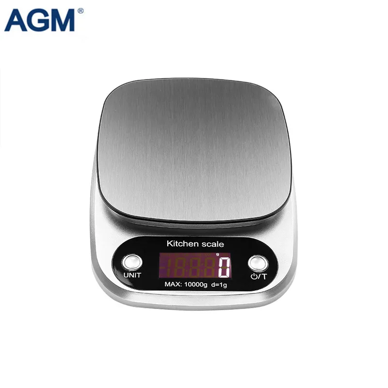 AGM 10 кг/1 г цифровые кухонные весы для еды из нержавеющей стали ЖК дисплей скамейка