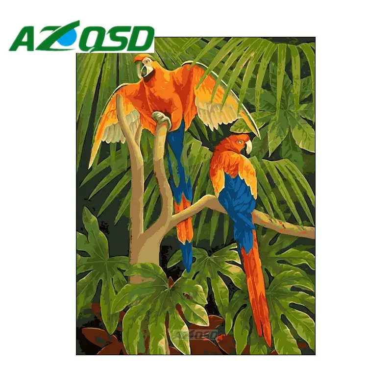

AZQSD Painting By Numbers Frameless 40x50cm Beautiful Parrot Oil Painting Animal Picture By numbers On Canvas Home Decor szyh365
