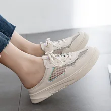 Брендовые кроссовки; сезон лето; Женская Удобная обувь с дышащей сеткой; Новинка; Женская легкая прогулочная обувь на шнуровке с нескользящей подошвой