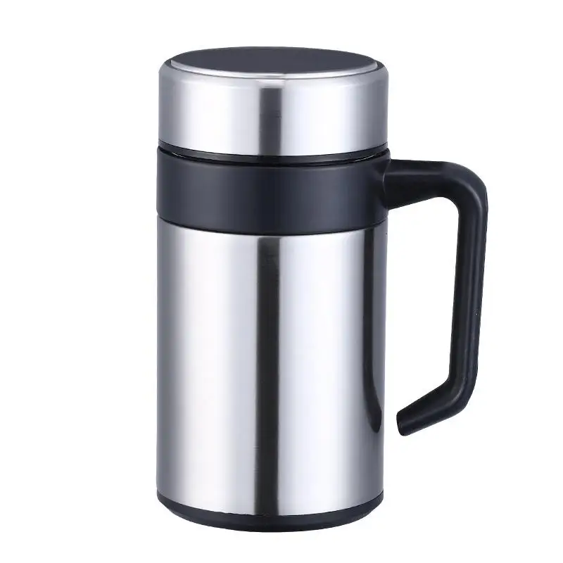 400 мл Термокружка для кофе из нержавеющей стали офисная изоляционная чашка с чайным фильтром бутылка для воды вакуумная колба стакан для мужчин подарок - Цвет: Silver