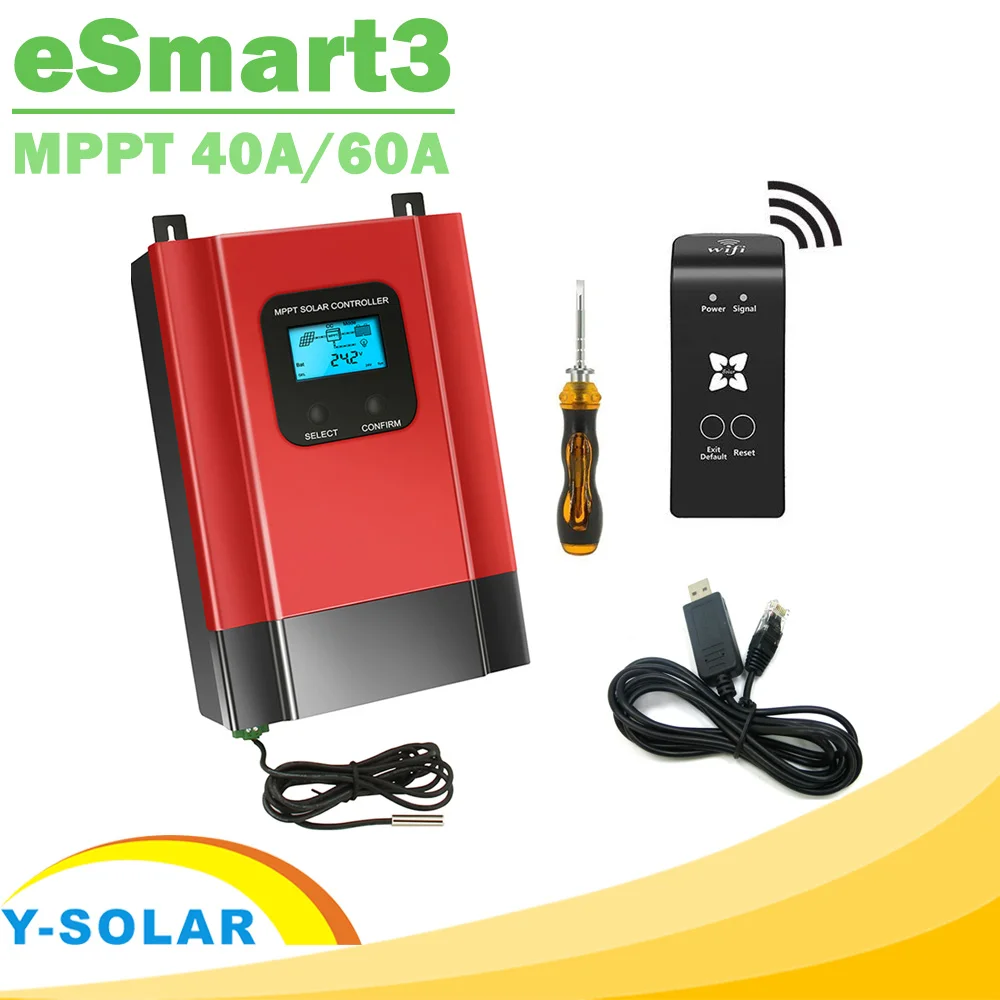Y-SOLAR eSmart3 MPPT Solar Charge Controller 12V 24V 36V 48V Auto Max 150V PV Input Backlight LCD RS485 WIFI Mobile APP Control Y-SOLAR eSmart3 MPPT Solar Charge Controller 12V 24V 36V 48V Auto Max 150V PV Input Backlight LCD RS485 WIFI Mobile APP Control