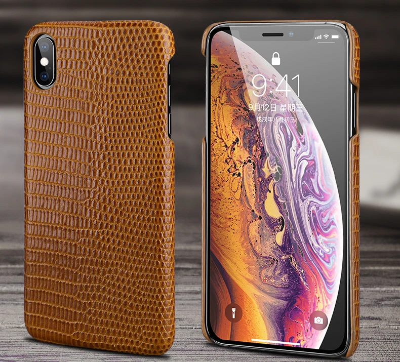 Стильный чехол из натуральной кожи с рисунком ящерицы для Apple iPhone X/XS MAX/XR/6 6S 7 8 Plus модный защитный чехол на заднюю панель