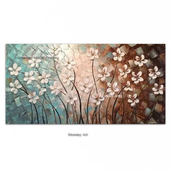 

100% Hand-painted Oil Painting Canvas Knife Abstract Flower Canvas Painting Pictures Home Decoration Dining-room Wall Pictures