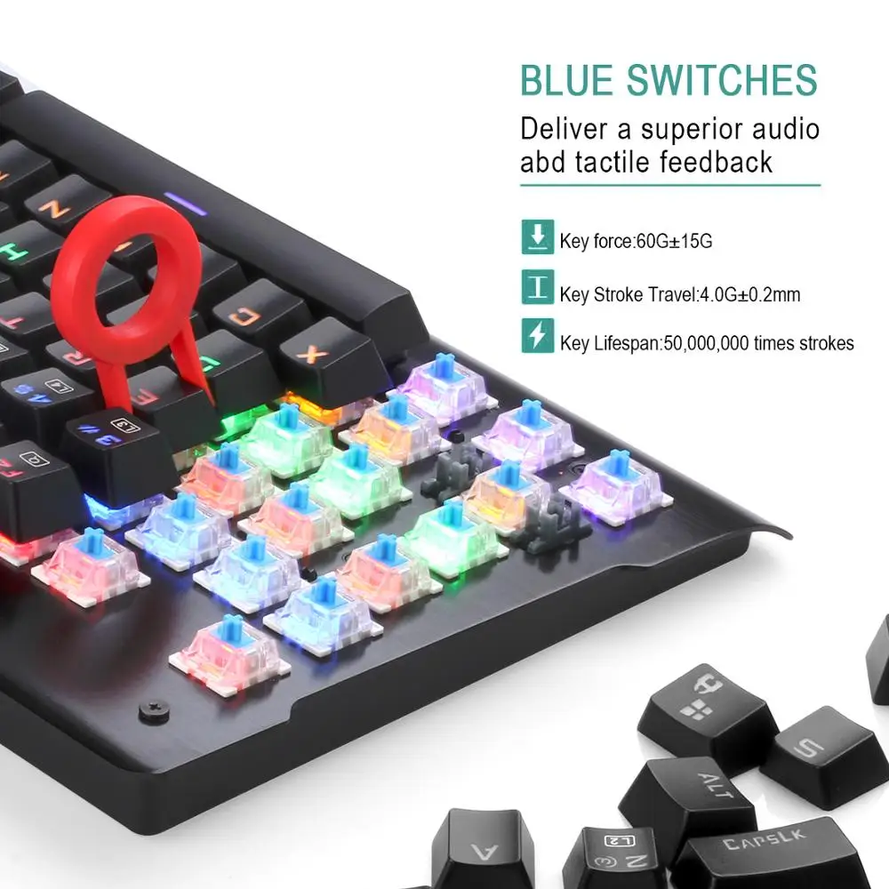 Redragon K561 VISNU Механическая игровая клавиатура RGB с подсветкой 87 клавиш анти-ореолы Водонепроницаемая клавиатура с щелкающим синим переключателем ПК