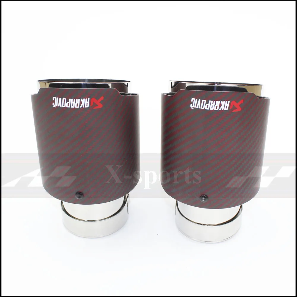 Akrapovic автомобильный Стайлинг выхлопной Хвост красный матовый карбоновый глушитель наконечник Хвост Конец Универсальный нержавеющая сталь прямой фланец Серебряный
