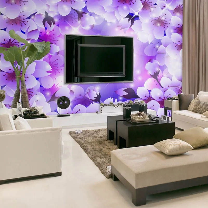 Beibehang настенные панели Фиолетовый Белый Цветочные Цветы papel де parede 3d обои для гостиной спальни Декор фрески обои