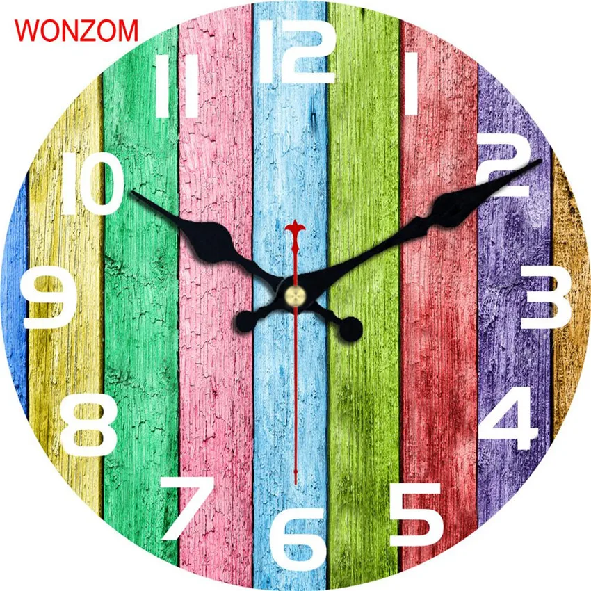 Большие настенные часы WONZOM с лаконичным цветным дизайном бесшумные для гостиной