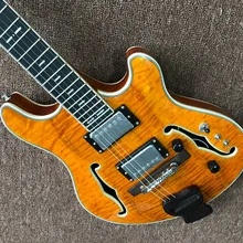 wholesale and retail Big John music instrument new customized natural hollow electric guitar+foam box F-1730