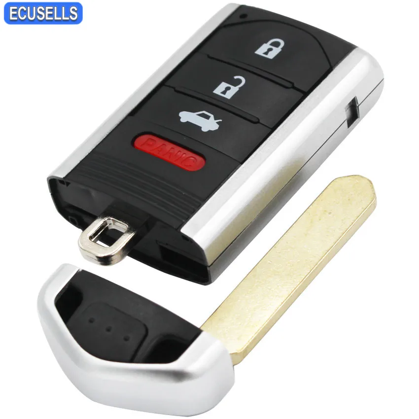 

3+1 Button Keyless Entry 4 Button Remote Key Shell Case Smart Car Key Housing Fob for Acura TL ZDX RDX ILX + Uncut Insert Key