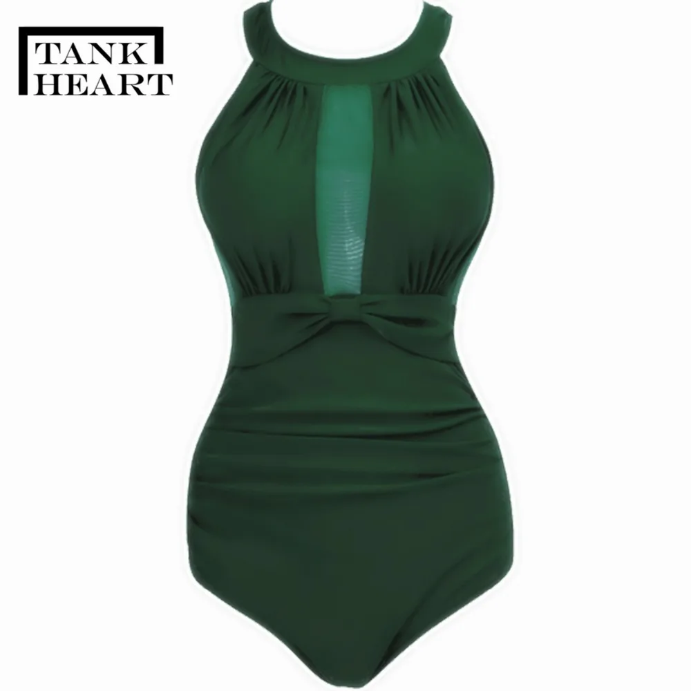 Online Tank Herz Sexy Retro Einteiliges Anzüge Monokini Plus Size Bademode Frauen Ein Stück Badeanzug Mädchen Badpak Schwimmen Tragen badeanzug
