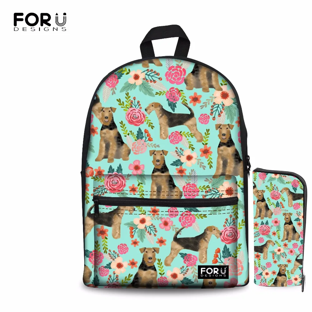 FORUDESIGNS Fashion Women Backpack airedale Terrier Dog Pattern