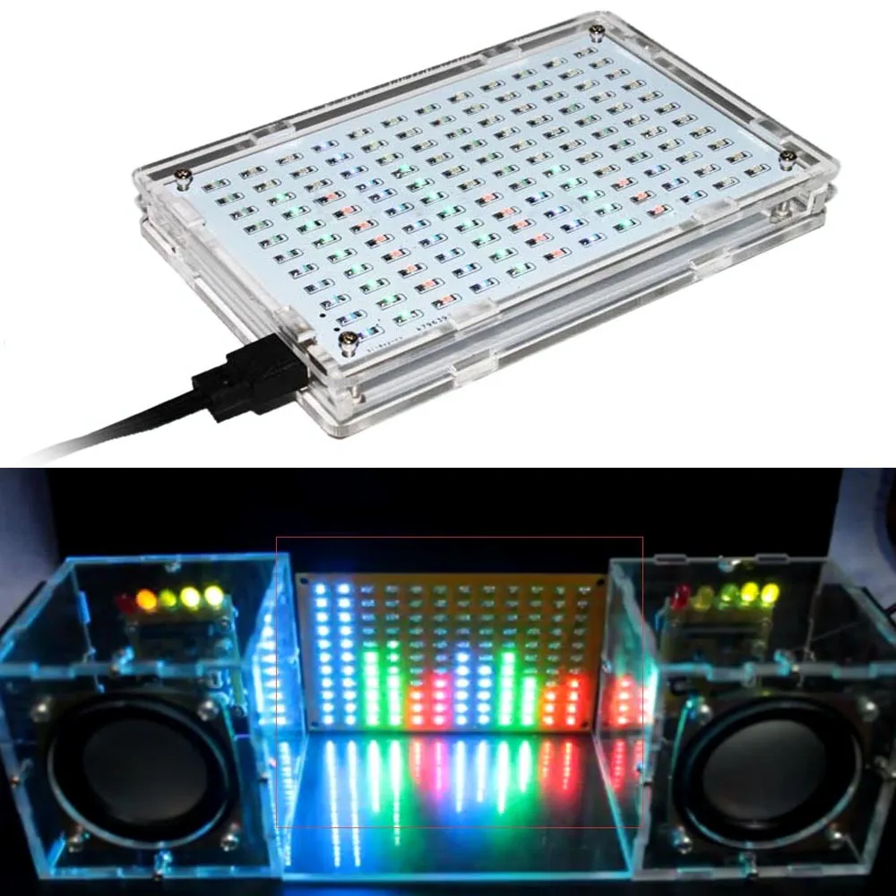 Голосовое управление электронная Хрустальная Колонка DIY Kit красочная музыка спектр люкс аудио индикатор делая светильник кубический для динамика