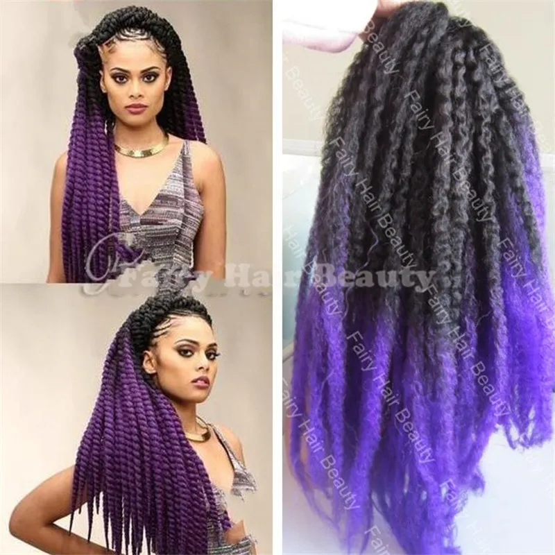 На Складе 20 inch two tone черный/фиолетовый синтетический странный поворот плетение