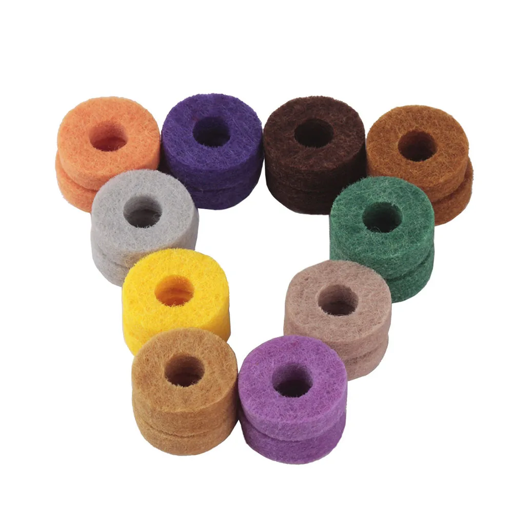 20pcs Drum Cymbal Stand Felt Washer Pad Colorful Replacement Round Soft