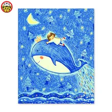 Картина по номерам художественная краска по номеру Diy Цифровая масляная Рисование ручная роспись пос синий мультфильм КИТ детская спальня