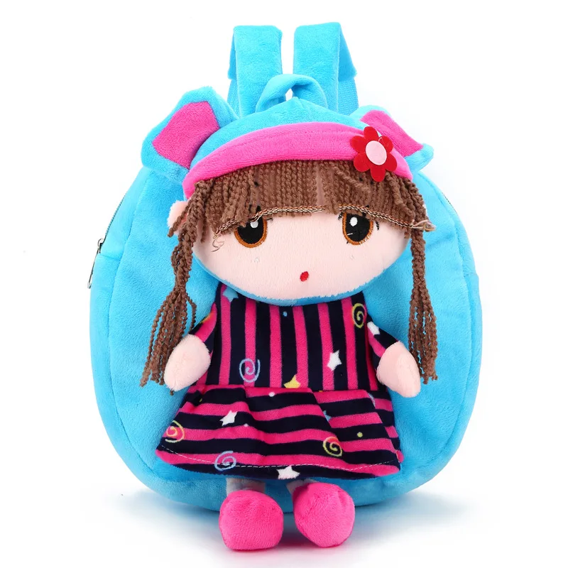 26 см милые плюшевые куклы для девочек рюкзаки большой емкости легкие мягкие мини Babygirls куклы плюшевые игрушки рюкзаки для детского сада рюкзак - Цвет: Синий