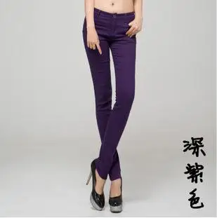 Осень новое поступление яркие разноцветные повседневные брюки женские узкие обтягивающие брюки женские эластичные джинсовые брюки - Цвет: 6