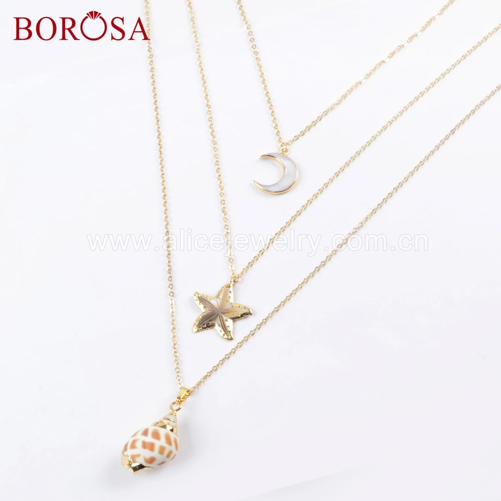 BOROSA 3 шт 26 &quotпозолоченный натуральный белый корпус полумесяц ракушка Морская