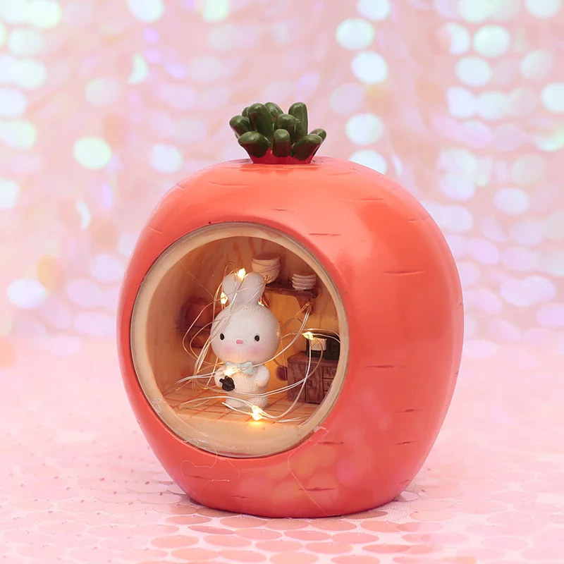 

Lovely Children's Night Light Rabbit House Rural Cartoon LED Baby Night Lighting Home Decor Mini Figurines Lamps Lamparas