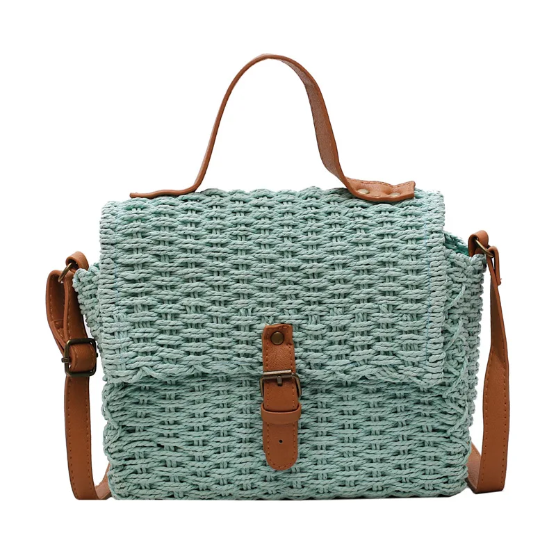 

New 2019 Women's Straw Bag Rattan Woven Handbags Handmade Knitted Beach Flap Shoulder Bag for Women Handbag Messenger Bags