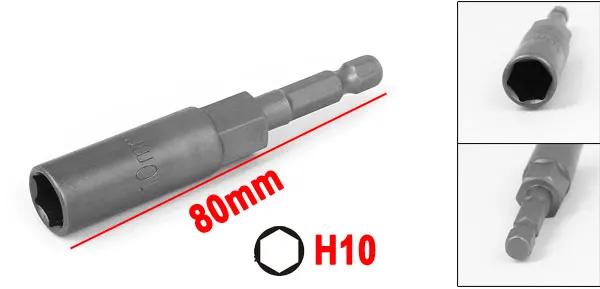 UXCELL H10 80 мм длинные 1/4 "хвостовика 10 мм с шестигранной влияние гайка сеттер драйвер бит адаптер