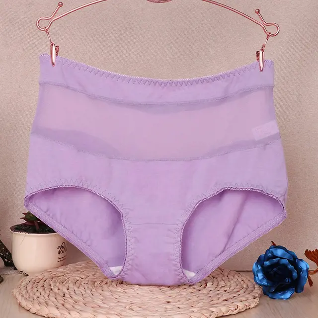 1PC Sexy Women Summer Ultra thin Cotton Panties Ladies Lace High Waist Briefs Hollow Underpants