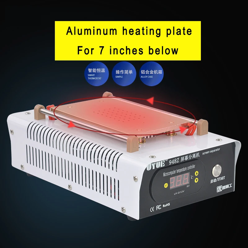 

UYUE 948Z 7inch 220V LCD Separator Machine Screen Repair Machine For iPhone Samsung Build-In Air Pump Vacuum