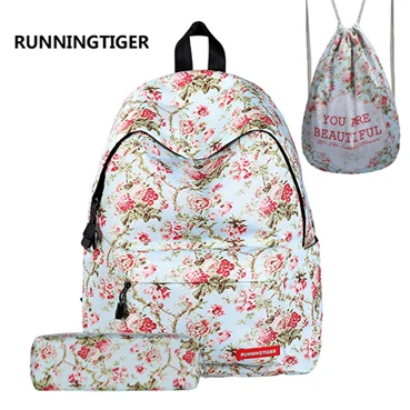 RUNNINGTIGER, женский рюкзак, школьные сумки для девочек, рюкзак с принтом, Mochila, школьные рюкзаки для девочек-подростков, 3 шт. в комплекте, Mochila - Цвет: 15