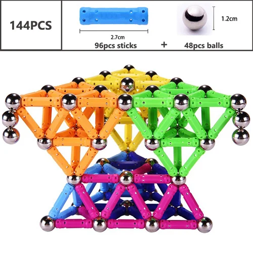 Детские магнитные игрушки, модель и Строительный набор, магнитные блоки, магнитные стержни, металлические шарики, развивающие игрушки для детей, подарок - Цвет: Черный