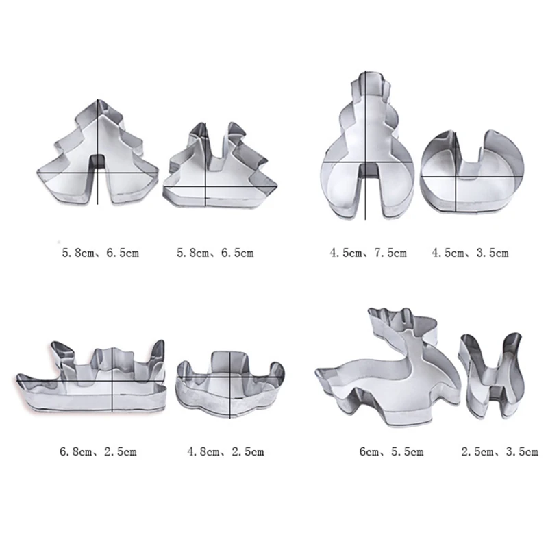 8 шт./компл. из нержавеющей стали торт десерт формочка для печенья 3D Рождественская елка Снеговик сани лося формочка для вырезания печенья печенье "сделай сам" форма