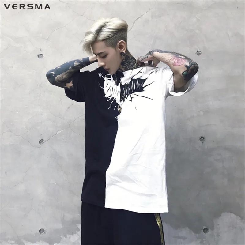 Стильная футболка VERSMA в стиле K pop ретро стиль пэчворк для мужчин и женщин летняя