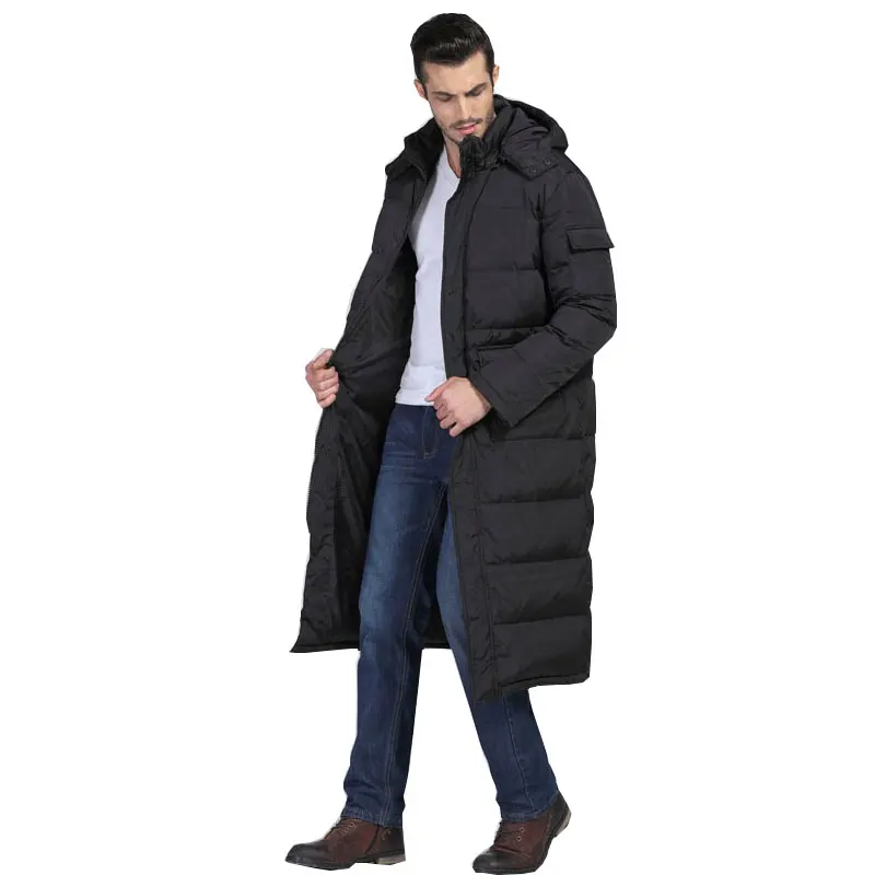 Зимнее пальто Мужская теплая хлопковая парка куртка длинная хлопковая одежда выше колена Толстая Теплая Повседневная куртка с капюшоном Брендовое пальто