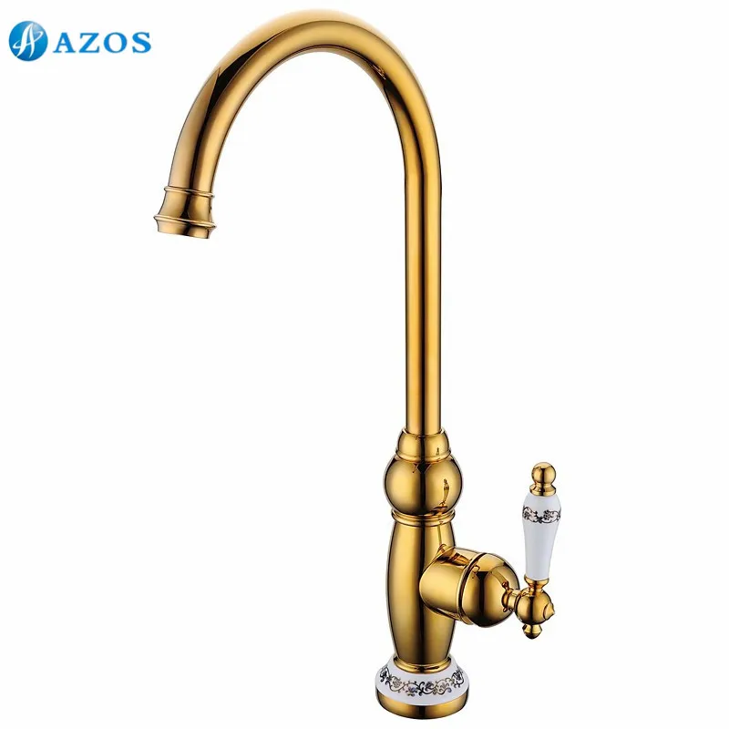 Kitchen Sink Taps Golden Gold Vintage Rotatable Hose Spray Nickle Brushed Antique Brass Deck Mounted Mixers