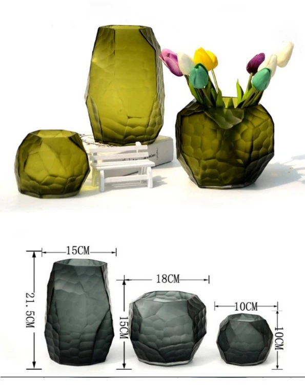 Ручная шлифовка, резная стеклянная ваза, современный стиль, настольный цветок, свадебные декоративные предметы интерьера, Дизайнерская ваза, украшение дома