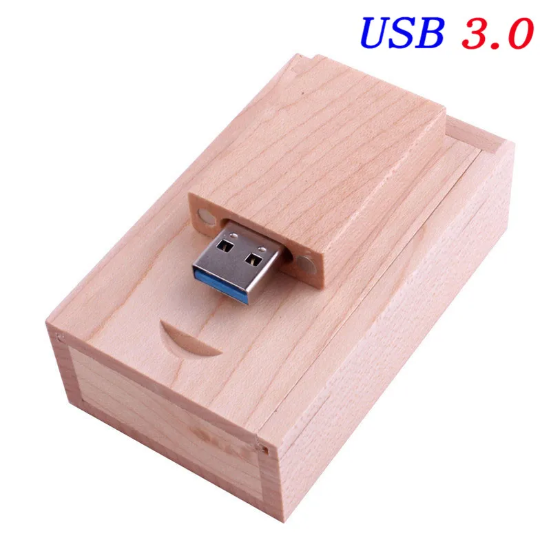 SHANDIAN(более 10 шт. бесплатный логотип) деревянный USB флэш-накопитель+ коробка флешки 4 ГБ 8 ГБ 16 ГБ 32 ГБ 64 Гб произвольный логотип для фотографии подарок - Цвет: Maple with box