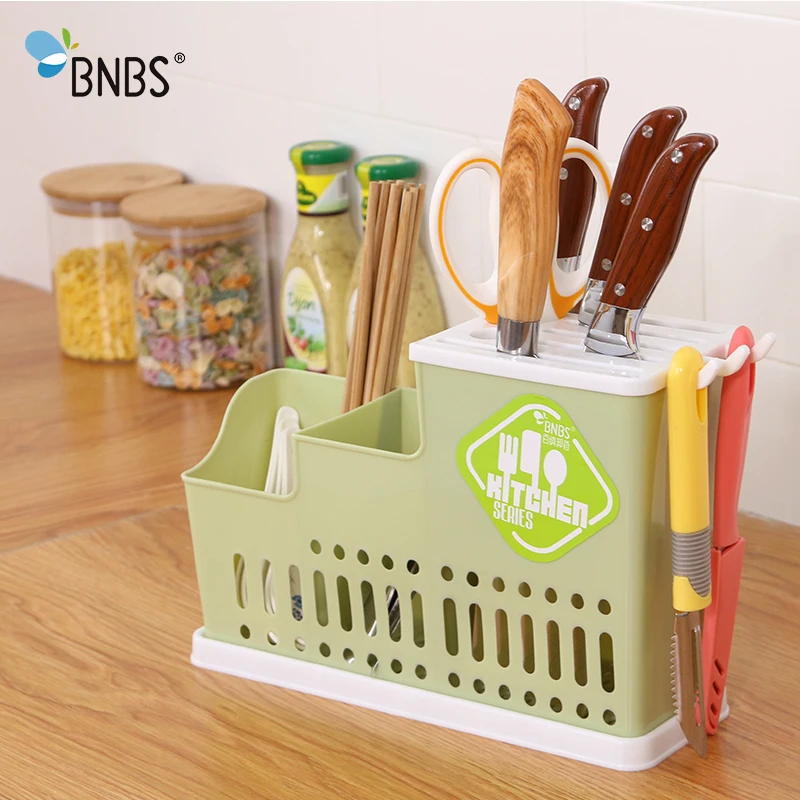 

BNBS Multipurpose Home Hollow Knife Shelves Storage Rack Kitchen Dinnerware Sundries Towels Storage Holders 3 Hook Organizer