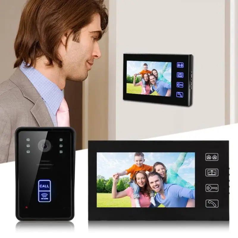 

7" RFID Video Door Phone Intercom Doorbell Touch Button Remote Unlock Night Vision 1000TV Lines