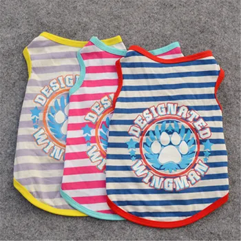 

2019 New Summer Pets Dogs Clothes Fashion Stripe Vest Small Dogs Puppy Causal Sleeveless T-Shirt For Yorkshire Chihuahua Apparel