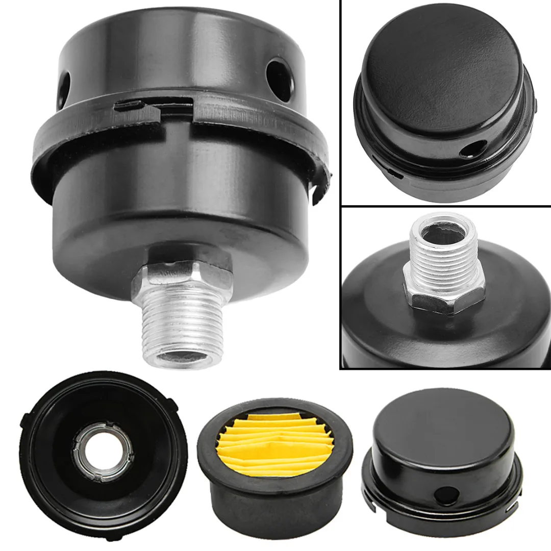 

1pc 1/2" Thread Air Intake Filter Alloy Metal Noise Muffler Silencer For Oil-less Air Compressor