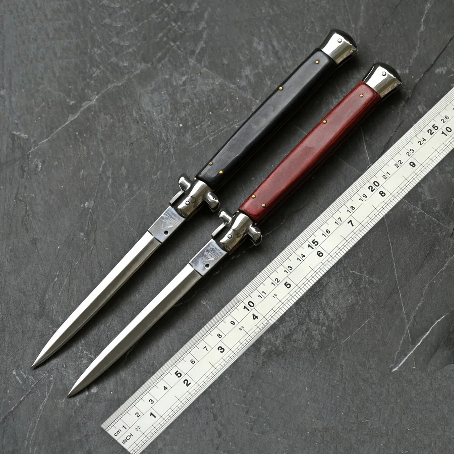 Итальянский 13 &quotGodfather stiletto портативный складной нож AKC 440C Стальные деревянные